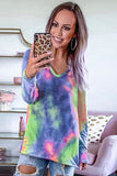 Tie-dye V Neck Long Sleeves Top