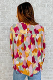 Multicolor Abstract Printed Long Sleeve Blouse