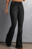 Black High Waist Flare Jeans with Pockets