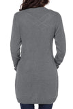 Multicolor Front Pocket and Buttons Closure Cardigan