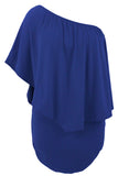 Plus Size Multiple Dressing Layered Dark Blue Mini Poncho Dress