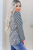 Leopard Stripe Twist Long Sleeve Top