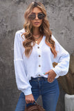 Turn Collar V Neck Crinkled Cuffed Shirt