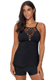 Netted Hollow-out Tankini Top