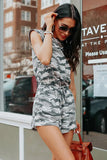 Cap Sleeve Open Back Camo Romper