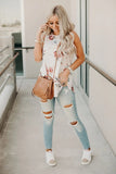Floral Print White Tank Top