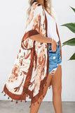 Bohemian Print Open Front Loose Kimono Beach Cover up