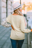 Patchwork Color Block Ribbed Long Sleeve Top
