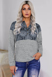 Tribal Print Vintage Pocket Hoodie