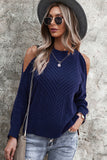 Cold Shoulder Texture Long Sleeve Sweater