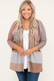 Multicolor Plus Size Colorblock Knit Cardigan