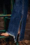 Plus Size Distressed Slit Leg Flared Jeans