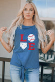 Family Matching LOVE Baseball Graphic Print Mama's T Shirt