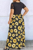 Plus Size Sunflower Lace Twist Knot Maxi Dress