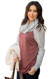 Cowl Neck Plaid Splice Casual Long Sleeve Top