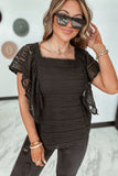 Cascading Ruffle Lace Blouse