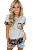 Sequins Accent Floral Splicing Tee