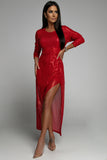 Sequined Georgette Wrapped Slit Dress