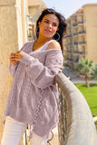 Love Letters Cable Knit Lace Up Sweater