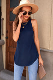 Solid Ribbed Knit Slim-fit Tank