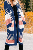 Pocketed Novelty Striped Chenille Cardigan