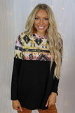 Aztec Print Color Block Hoodie