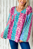 color Floral Leopard Mix Patchwork Loose Pullover