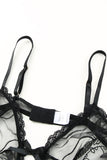 Lace Mesh Sheer Spaghetti Straps Teddy Lingerie
