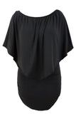 Plus Size Multiple Dressing Layered Dark Blue Mini Poncho Dress