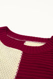 color Crew Neck Contrast Color Block Sweater