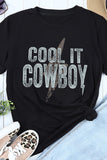 WILD WEST RODEO Letter Western Pattern Print Graphic T Shirt
