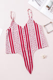 Boho Print V Neck Front Buttons Thin Straps Tank