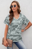 V Neck Front Pocket Camo Tee