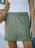 Solid Suede Zipped Back Mini Skirt