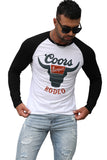 Men's Letter Car Print Color Block Long Sleeve Top