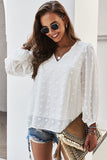 Swiss Dot Bubble Sleeve Blouse