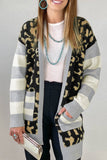 Print Cardigan with Striped Sleeve