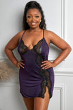 Multicolor Lace Stitching Tie Dye Plus Size Babydoll