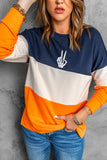 Halloween Skeleton Gesture Print Color Block Sweatshirt