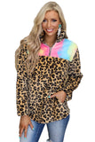 Tie-dye Fleece Sweatshirt with Leopard Splicing