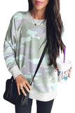 Khaki Green Digital Camo Print Sweatshirt