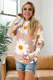 Daisy Print Zipped Doublehood Sweatshirt