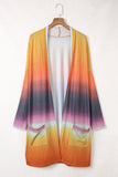 Gradient Tie-dye Open Front Mid-length Cardigan