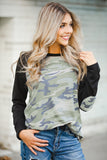Camo Long Sleeve Top with Elbow Patches