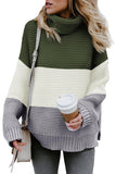 Turtleneck Color Block Pullover Sweater