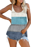 Adjustable Spaghetti Straps Colorblock Knit Tank Top