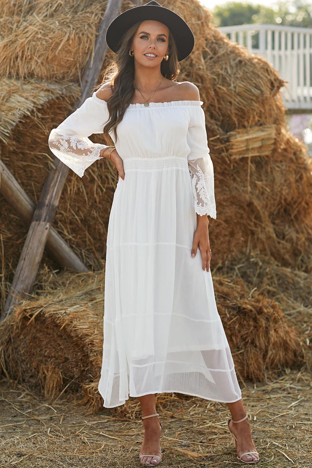 Off the best sale shoulder embroidered dress