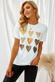 Heart Print O-Neck T-shirt