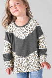 Kids Waffle Knit Leopard Patchwork Top
