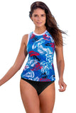 Ethnic Print High Neck Strappy Tankini